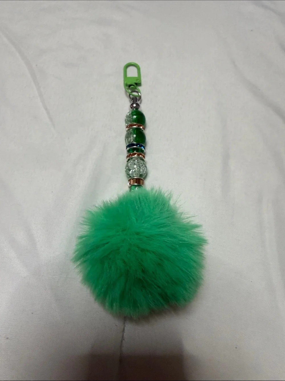 4 Sets of Colorful Pom-Pom Keychain Clip - Pink, Blue, Red, Green